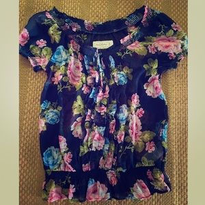 Abercrombie & Fitch Floral Sheer Blouse